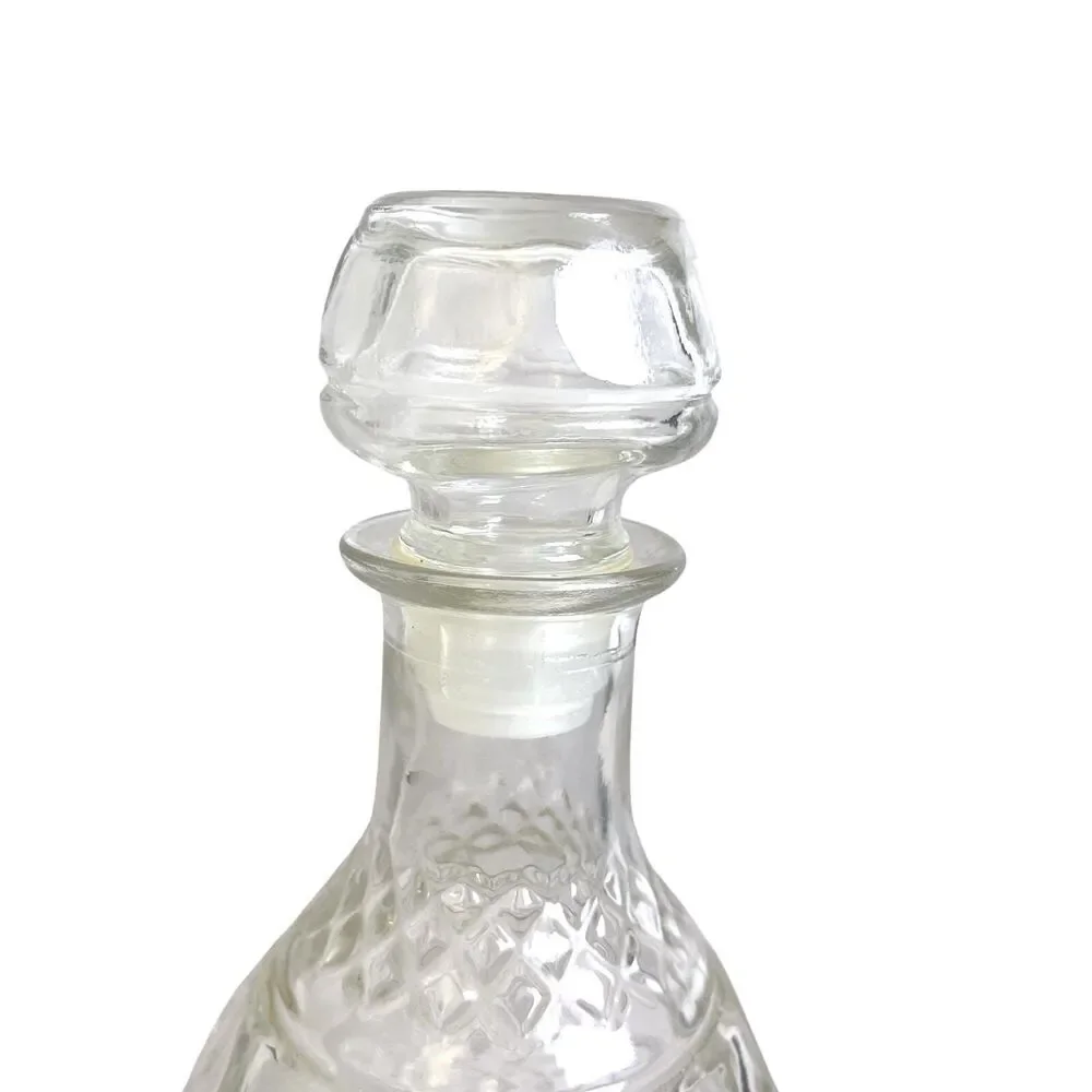 Vintage Pressed Glass Decanter with Stopper Criss Cross Grape Diamond Cut